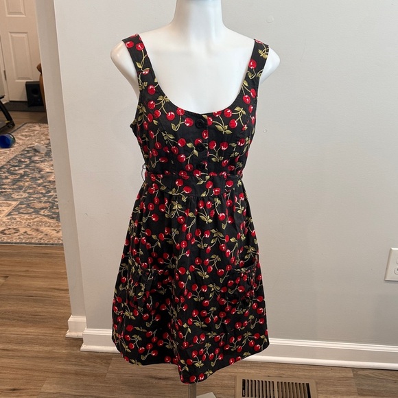 B Darlin Small Black Dress with Cherry Print - Picture 1 of 8